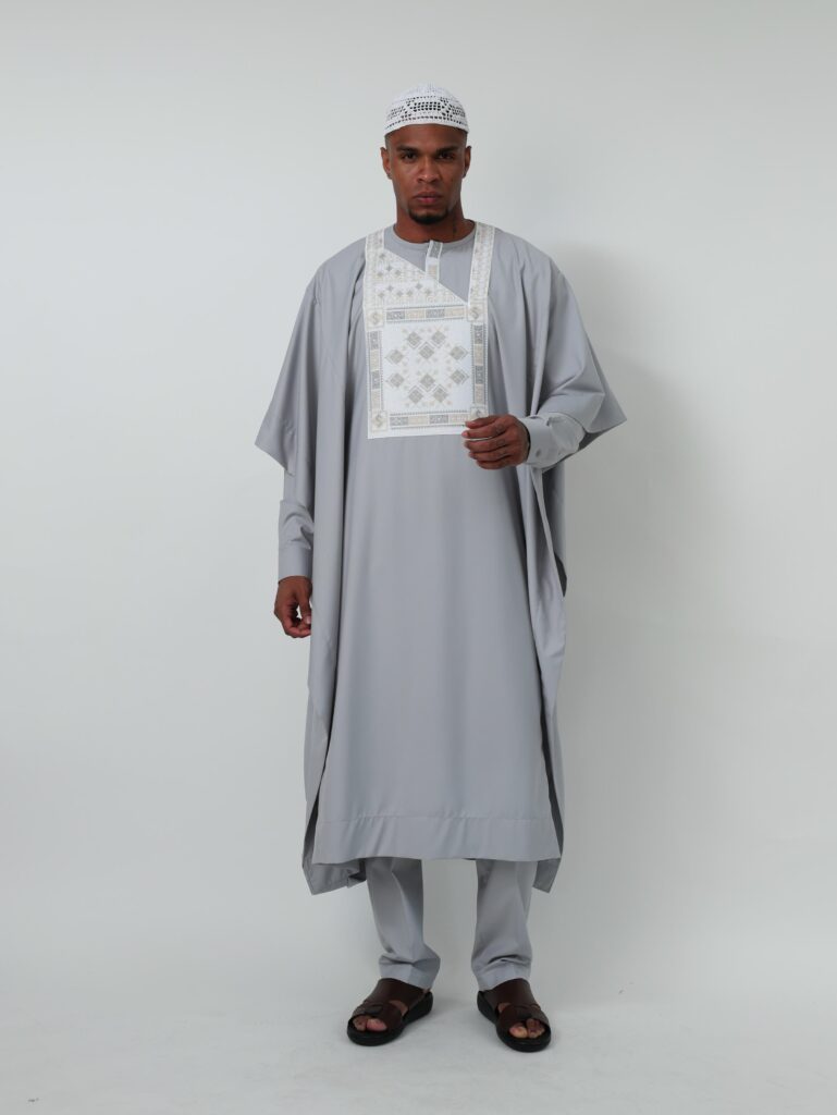 Agbada Navy Gray